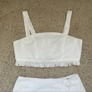 White crop top with fringe